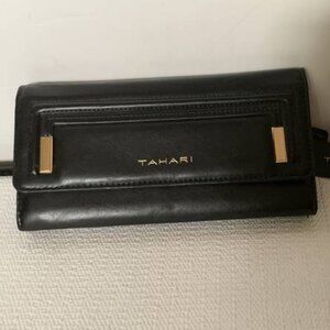 NWT Black Leather Tahari Clutch Wallet Tri-Fold Retails $60.00